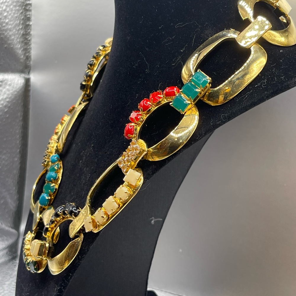 Kate Spade RARE stunning gold link necklace with colored stones - Picture 6 of 11